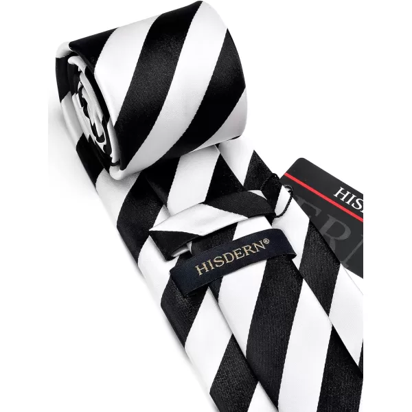 HISDERN Mens Ties Set Stripe Plaid Ties for Men and Pocket Square Cufflinks Formal Silk Necktie Wedding Business