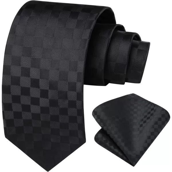 HISDERN Mens Ties Solid Color Tie and Pocket Square Set Classic Woven Formal Neckties &amp; Handkerchief Wedding Party