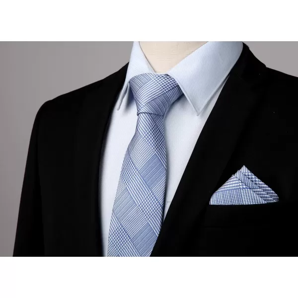 HISDERN Mens Ties Solid Color Tie and Pocket Square Set Classic Woven Formal Neckties &amp; Handkerchief Wedding Party