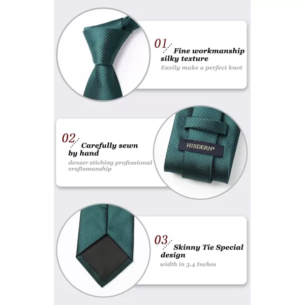 HISDERN Mens Ties Solid Color Tie and Pocket Square Set Classic Woven Formal Neckties &amp; Handkerchief Wedding Party