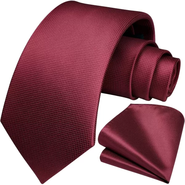 HISDERN Mens Ties Solid Color Tie and Pocket Square Set Classic Woven Formal Neckties &amp; Handkerchief Wedding Party