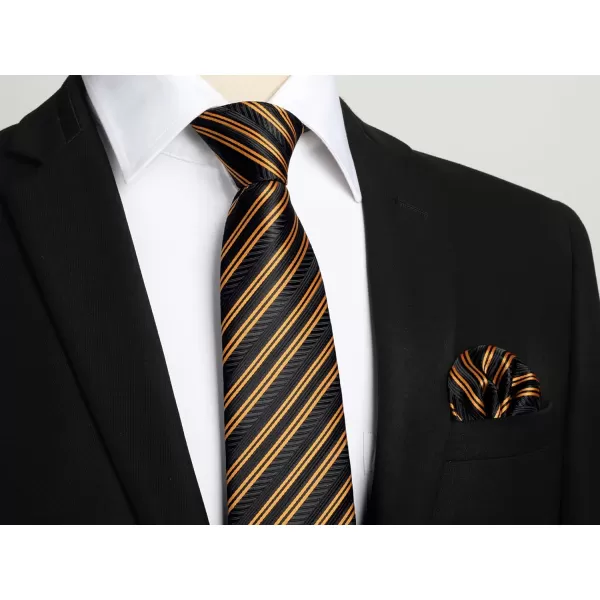 HISDERN Mens Ties Solid Color Tie and Pocket Square Set Classic Woven Formal Neckties &amp; Handkerchief Wedding Party