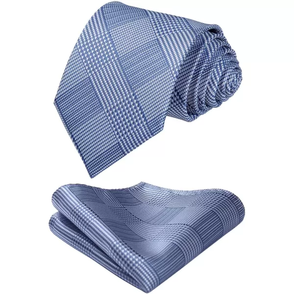 HISDERN Mens Ties Solid Color Tie and Pocket Square Set Classic Woven Formal Neckties &amp; Handkerchief Wedding Party