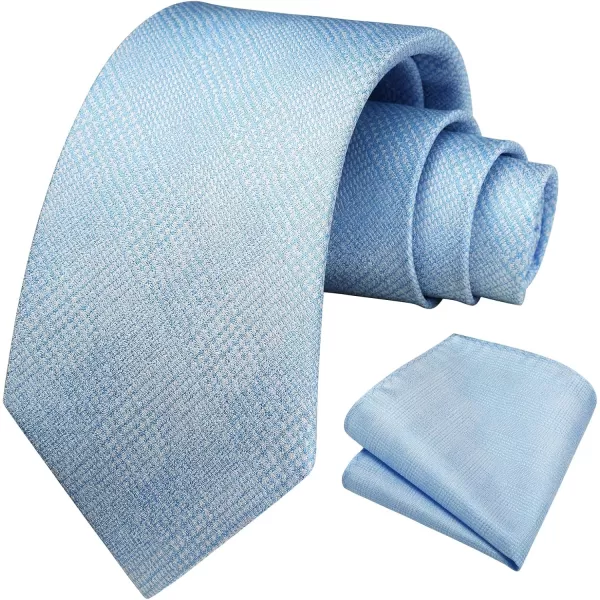 HISDERN Mens Ties Solid Color Tie and Pocket Square Set Classic Woven Formal Neckties &amp; Handkerchief Wedding Party