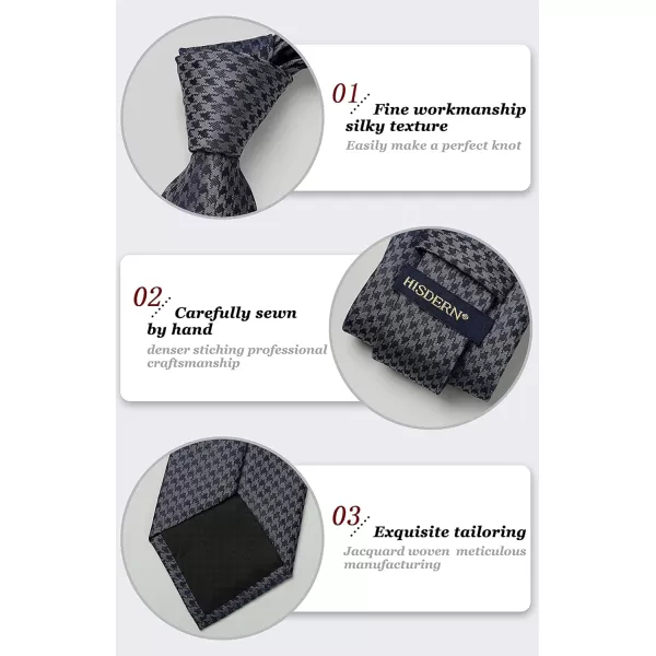 HISDERN Mens Ties Solid Color Tie and Pocket Square Set Classic Woven Formal Neckties &amp; Handkerchief Wedding Party