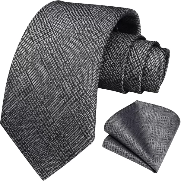 HISDERN Mens Ties Solid Color Tie and Pocket Square Set Classic Woven Formal Neckties &amp; Handkerchief Wedding Party