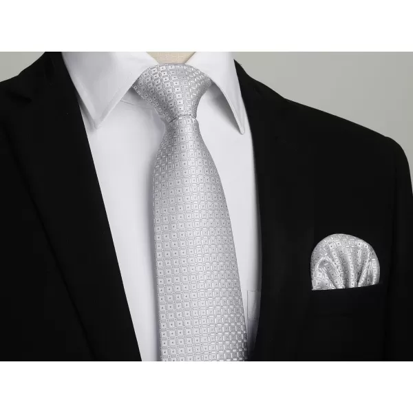 HISDERN Mens Ties Solid Color Tie and Pocket Square Set Classic Woven Formal Neckties &amp; Handkerchief Wedding Party