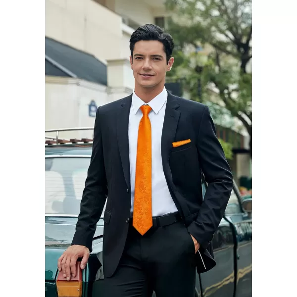 HISDERN Mens Ties Solid Color Tie and Pocket Square Set Classic Woven Formal Neckties &amp; Handkerchief Wedding Party