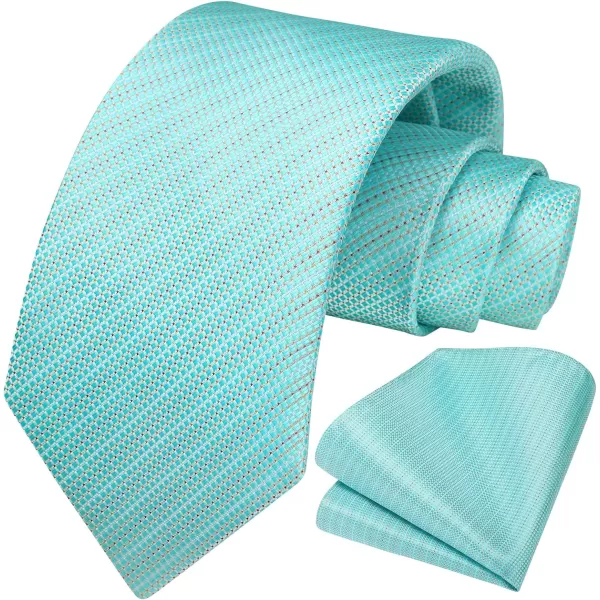 HISDERN Mens Ties Solid Color Tie and Pocket Square Set Classic Woven Formal Neckties &amp; Handkerchief Wedding Party