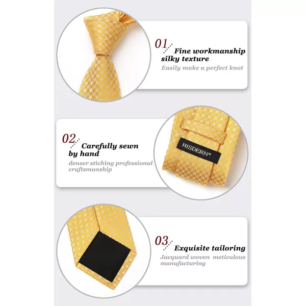 HISDERN Mens Ties Solid Color Tie and Pocket Square Set Classic Woven Formal Neckties &amp; Handkerchief Wedding Party