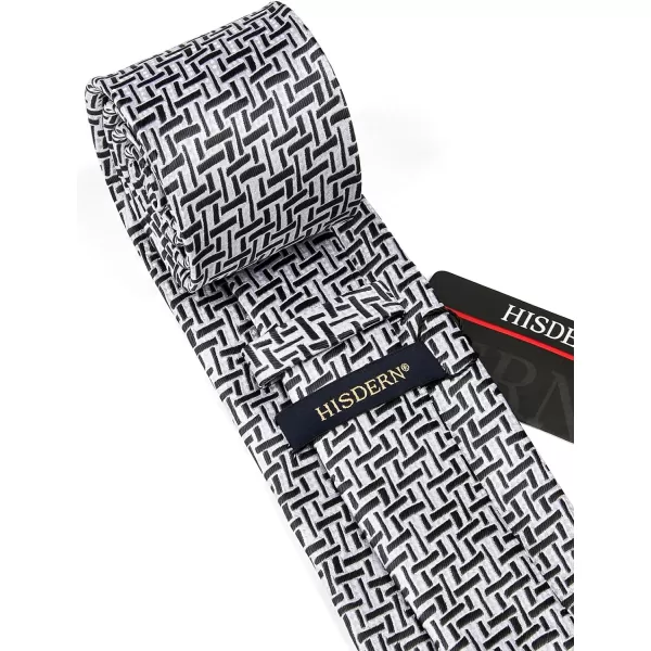 HISDERN Mens Ties Solid Color Tie and Pocket Square Set Classic Woven Formal Neckties &amp; Handkerchief Wedding Party
