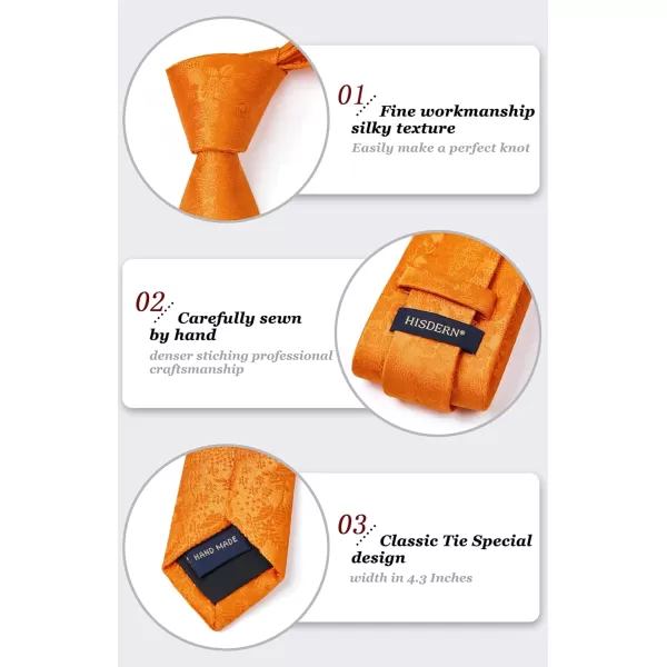 HISDERN Mens Ties Solid Color Tie and Pocket Square Set Classic Woven Formal Neckties &amp; Handkerchief Wedding Party