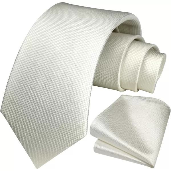 HISDERN Mens Ties Solid Color Tie and Pocket Square Set Classic Woven Formal Neckties &amp; Handkerchief Wedding Party