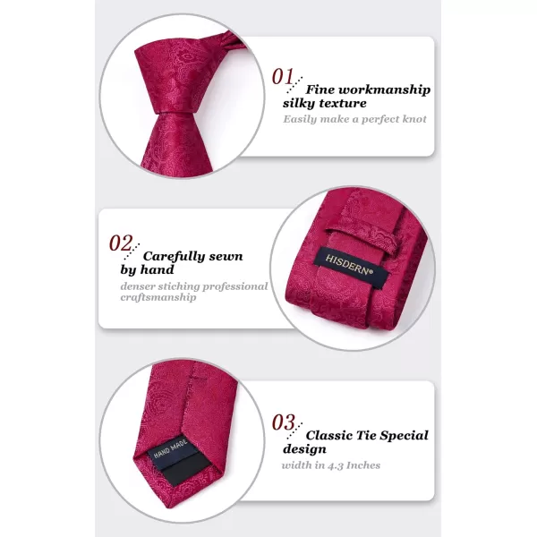 HISDERN Mens Ties Solid Color Tie and Pocket Square Set Classic Woven Formal Neckties &amp; Handkerchief Wedding Party