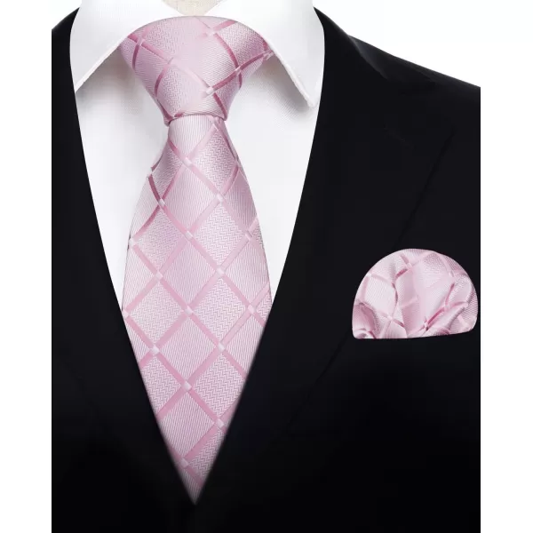 HISDERN Mens Ties Solid Color Tie and Pocket Square Set Classic Woven Formal Neckties &amp; Handkerchief Wedding Party