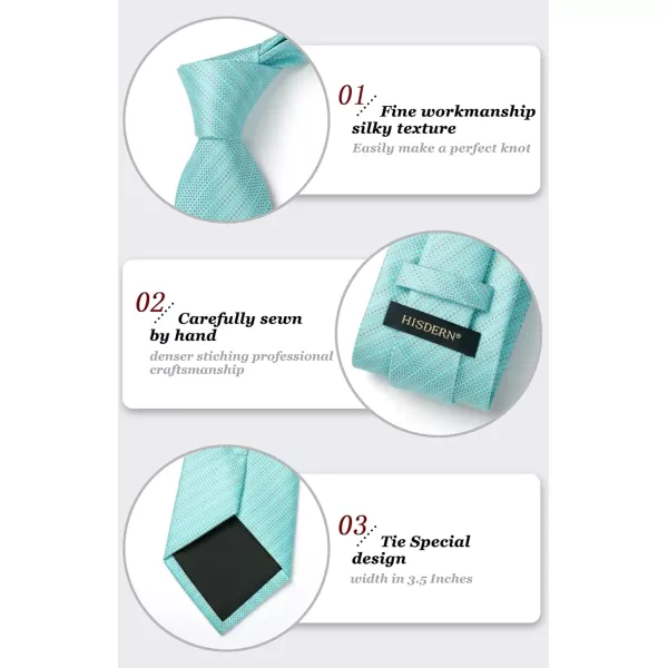 HISDERN Mens Ties Solid Color Tie and Pocket Square Set Classic Woven Formal Neckties &amp; Handkerchief Wedding Party