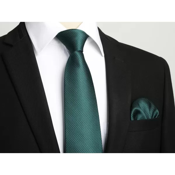 HISDERN Mens Ties Solid Color Tie and Pocket Square Set Classic Woven Formal Neckties &amp; Handkerchief Wedding Party