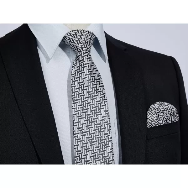 HISDERN Mens Ties Solid Color Tie and Pocket Square Set Classic Woven Formal Neckties &amp; Handkerchief Wedding Party