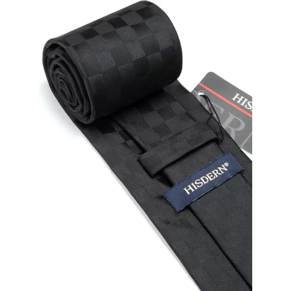 HISDERN Mens Ties Solid Color Tie and Pocket Square Set Classic Woven Formal Neckties &amp; Handkerchief Wedding Party
