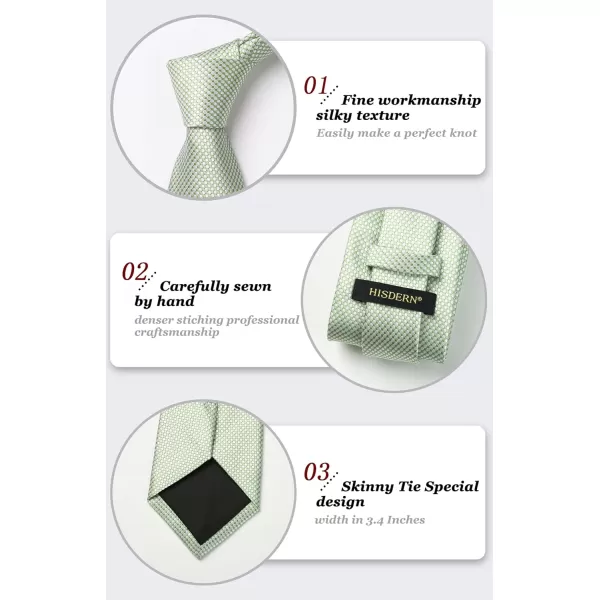 HISDERN Mens Ties Solid Color Tie and Pocket Square Set Classic Woven Formal Neckties &amp; Handkerchief Wedding Party