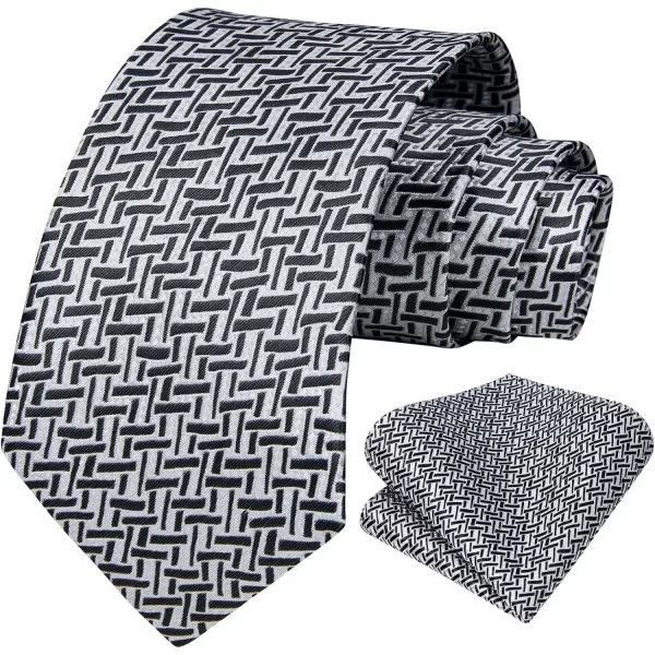 HISDERN Mens Ties Solid Color Tie and Pocket Square Set Classic Woven Formal Neckties &amp; Handkerchief Wedding Party