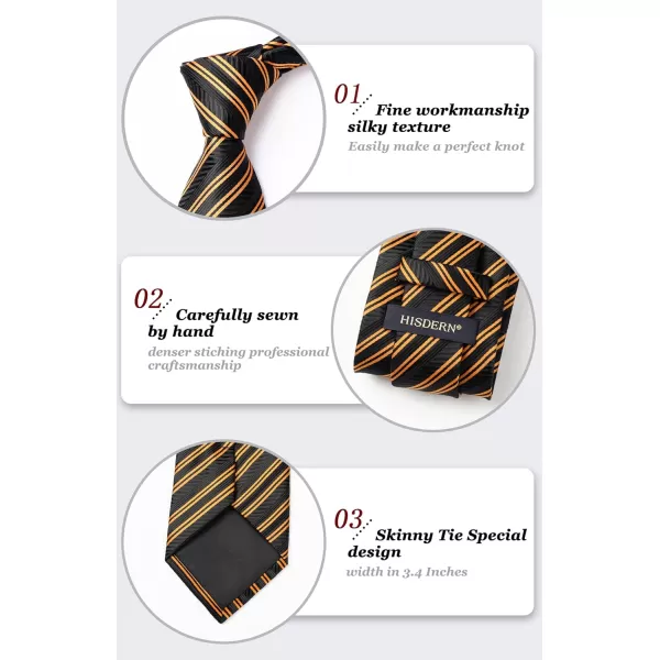 HISDERN Mens Ties Solid Color Tie and Pocket Square Set Classic Woven Formal Neckties &amp; Handkerchief Wedding Party
