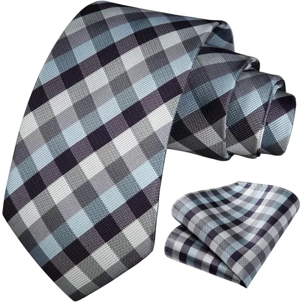 HISDERN Mens Ties Solid Color Tie and Pocket Square Set Classic Woven Formal Neckties &amp; Handkerchief Wedding Party