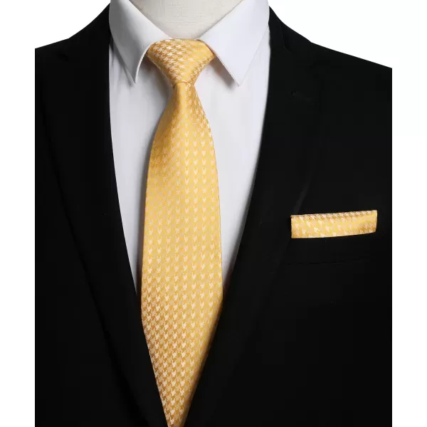 HISDERN Mens Ties Solid Color Tie and Pocket Square Set Classic Woven Formal Neckties &amp; Handkerchief Wedding Party
