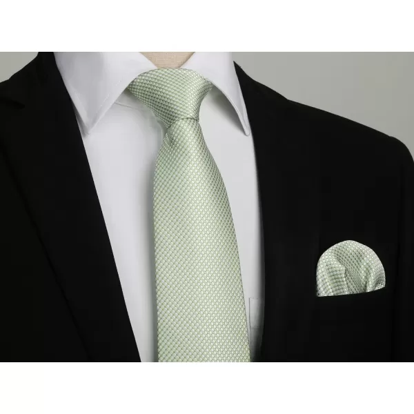 HISDERN Mens Ties Solid Color Tie and Pocket Square Set Classic Woven Formal Neckties &amp; Handkerchief Wedding Party