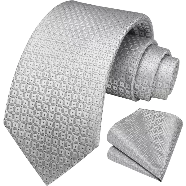 HISDERN Mens Ties Solid Color Tie and Pocket Square Set Classic Woven Formal Neckties &amp; Handkerchief Wedding Party