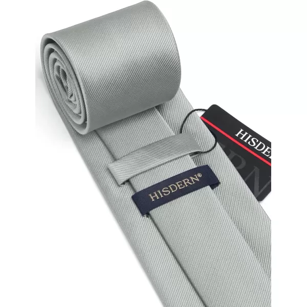 HISDERN Mens Ties Solid Color Wedding Ties and Pocket Square Neckties Clip Sets Business Formal Satin Ties for Men