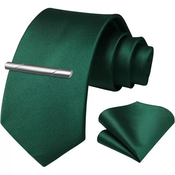 HISDERN Mens Ties Solid Color Wedding Ties and Pocket Square Neckties Clip Sets Business Formal Satin Ties for Men