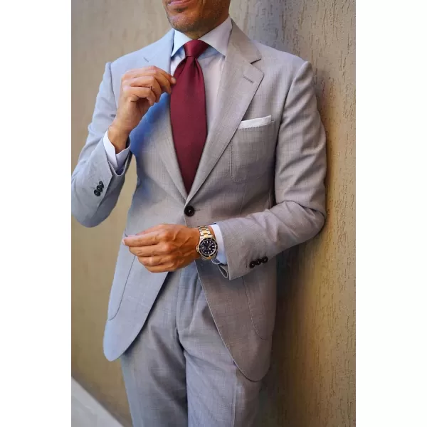 HISDERN Mens Ties Solid Color Wedding Ties and Pocket Square Neckties Clip Sets Business Formal Satin Ties for Men