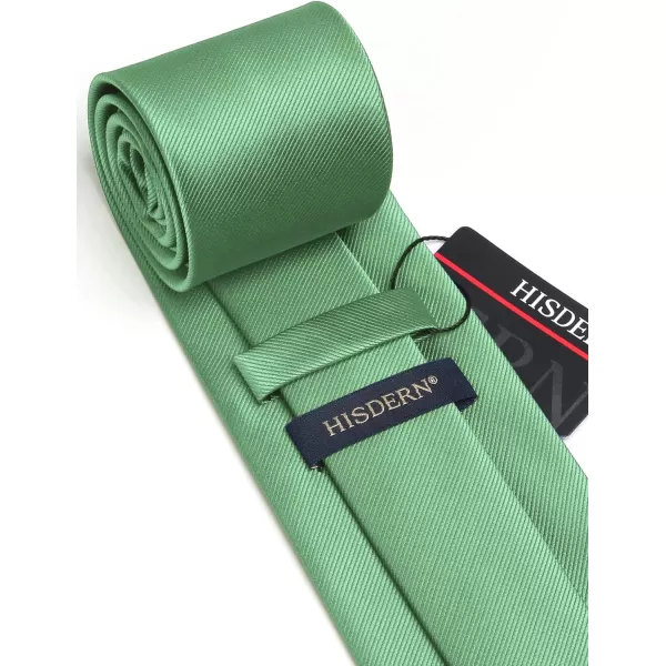 HISDERN Mens Ties Solid Color Wedding Ties and Pocket Square Neckties Clip Sets Business Formal Satin Ties for Men