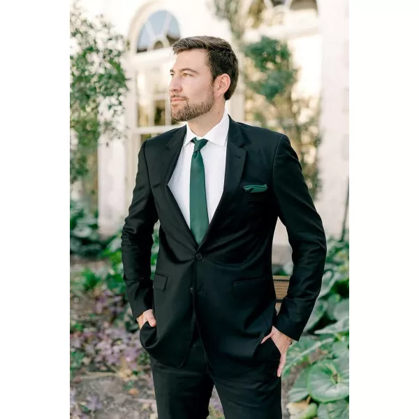HISDERN Mens Ties Solid Color Wedding Ties and Pocket Square Neckties Clip Sets Business Formal Satin Ties for Men