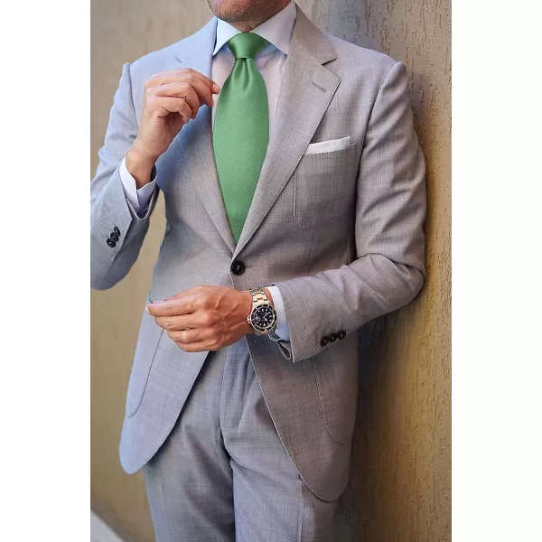 HISDERN Mens Ties Solid Color Wedding Ties and Pocket Square Neckties Clip Sets Business Formal Satin Ties for Men