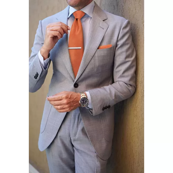 HISDERN Mens Ties Solid Color Wedding Ties and Pocket Square Neckties Clip Sets Business Formal Satin Ties for Men