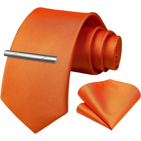 HISDERN Mens Ties Solid Color Wedding Ties and Pocket Square Neckties Clip Sets Business Formal Satin Ties for Men