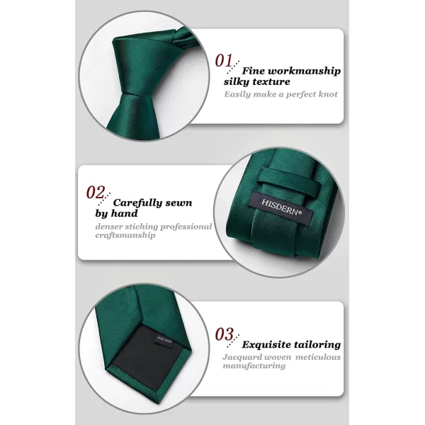 HISDERN Mens Ties Solid Color Wedding Ties and Pocket Square Neckties Clip Sets Business Formal Satin Ties for Men