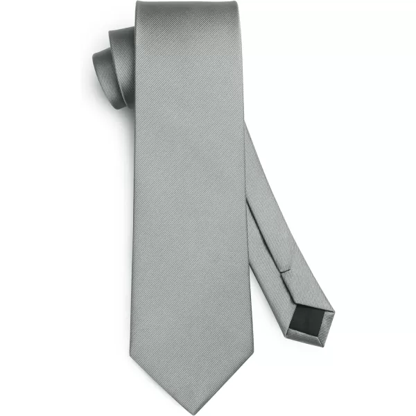 HISDERN Mens Ties Solid Color Wedding Ties and Pocket Square Neckties Clip Sets Business Formal Satin Ties for Men
