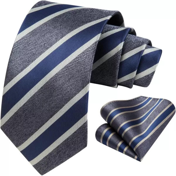 HISDERN Mens Ties Striped Ties for Men Formal Tie and Pocket Square Set Necktie for Wedding Business Graduation