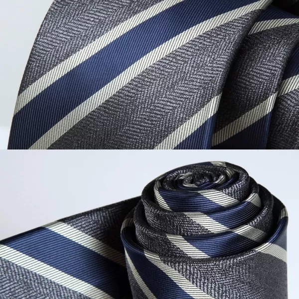 HISDERN Mens Ties Striped Ties for Men Formal Tie and Pocket Square Set Necktie for Wedding Business Graduation