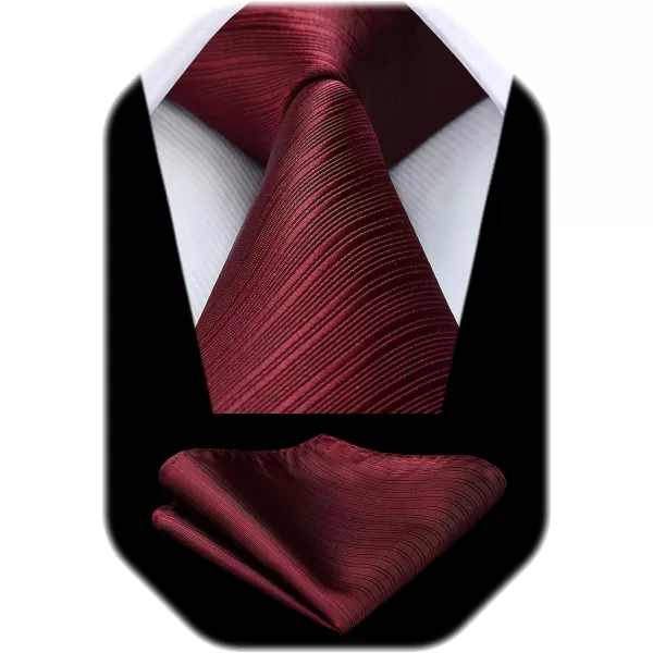 HISDERN Mens Ties Striped Ties for Men Formal Tie and Pocket Square Set Necktie for Wedding Business Graduation
