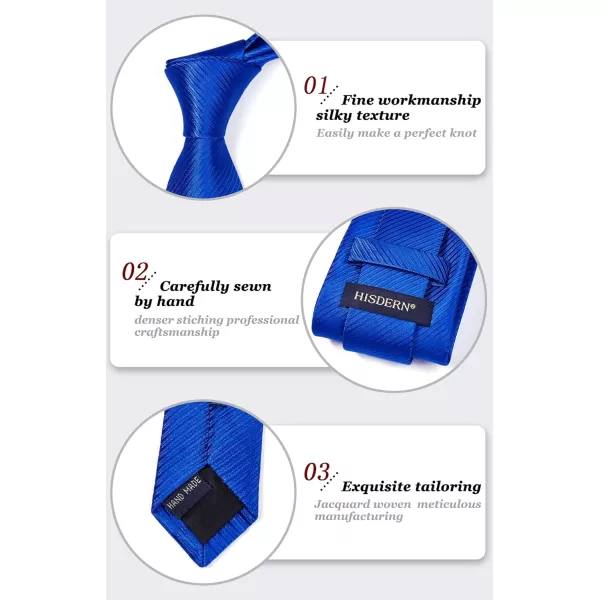 HISDERN Mens Ties Striped Ties for Men Formal Tie and Pocket Square Set Necktie for Wedding Business Graduation