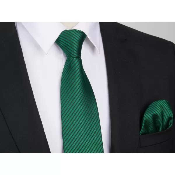 HISDERN Mens Ties Striped Ties for Men Formal Tie and Pocket Square Set Necktie for Wedding Business Graduation