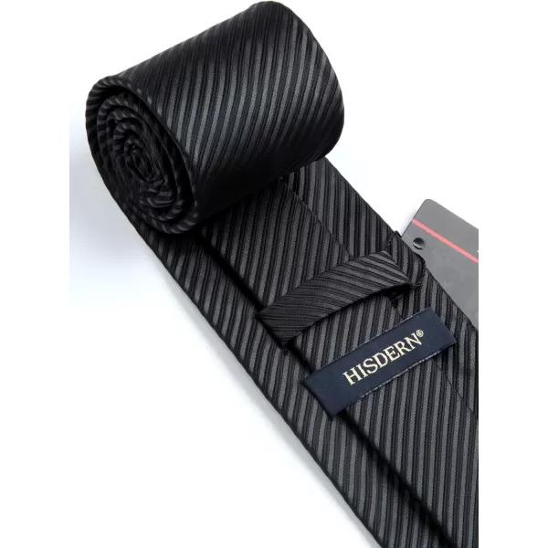 HISDERN Mens Ties Striped Ties for Men Formal Tie and Pocket Square Set Necktie for Wedding Business Graduation