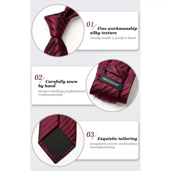 HISDERN Mens Ties Striped Ties for Men Formal Tie and Pocket Square Set Necktie for Wedding Business Graduation
