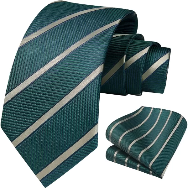 HISDERN Mens Ties Striped Ties for Men Formal Tie and Pocket Square Set Necktie for Wedding Business Graduation
