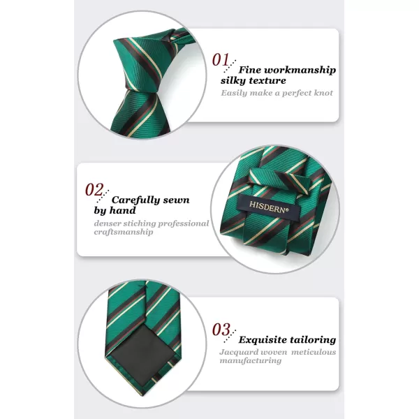 HISDERN Mens Ties Striped Ties for Men Formal Tie and Pocket Square Set Necktie for Wedding Business Graduation