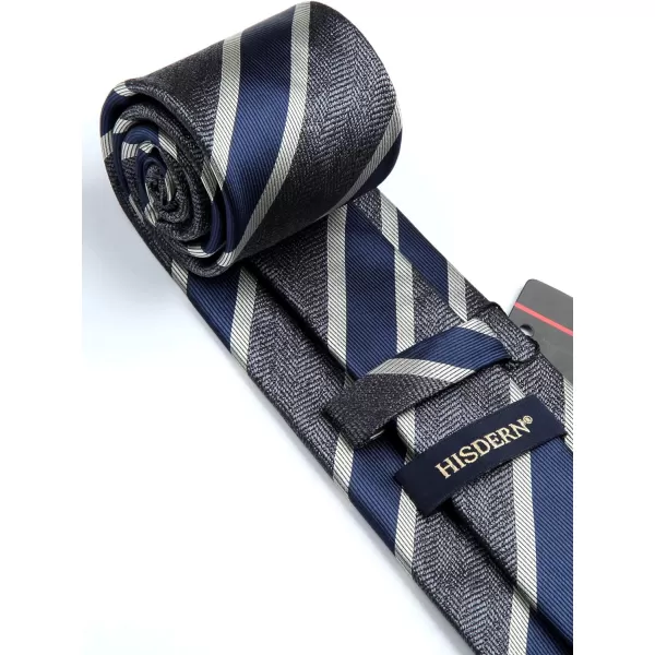 HISDERN Mens Ties Striped Ties for Men Formal Tie and Pocket Square Set Necktie for Wedding Business Graduation